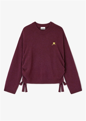 Future wool mix oversized o-neck strik Burgundy K2631 Ganni